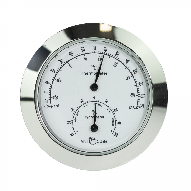 Mini thermo-hygrometer analogue metal - 43mm