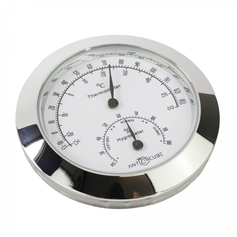 Mini thermo-hygrometer analogue metal - 43mm